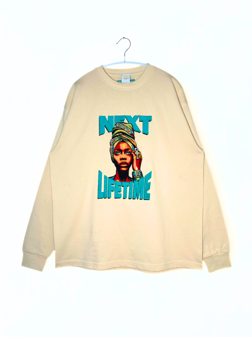 1点のみ【NEXT LIFETIME】刺繍 ヘビーウェイトロングスリーブTシャツ（Mサイズ）