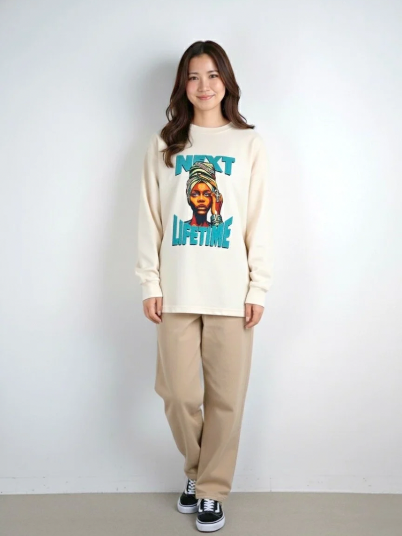 1点のみ【NEXT LIFETIME】刺繍 ヘビーウェイトロングスリーブTシャツ（Mサイズ）